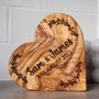 Personalised Engraved Olive Wood Heart – Custom Keepsake Gift For Couples, Housewarming And Special Occasions, thumbnail 1 of 5