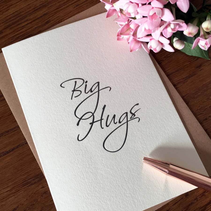 'Big Hugs' Script Style Letterpress Card, 1 of 2