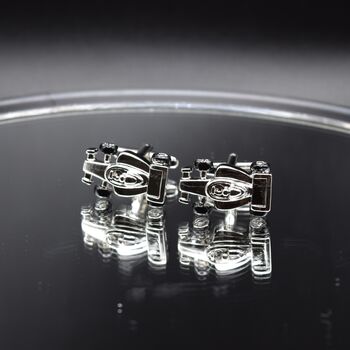Formula One Car Cufflinks Gift For Him| Silver Racing For Car Enthusiasts, 4 of 5