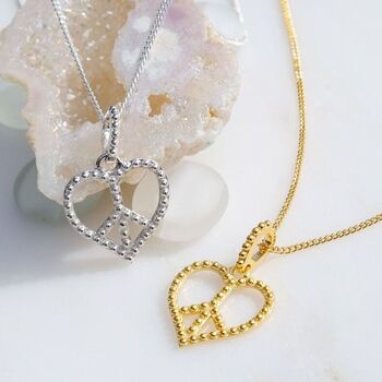 Peace Heart Peridot Silver/Gold Statement Earrings, 8 of 12