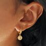 Moon And Sun Huggie Hoop Earrings In Gold Plating, thumbnail 2 of 8