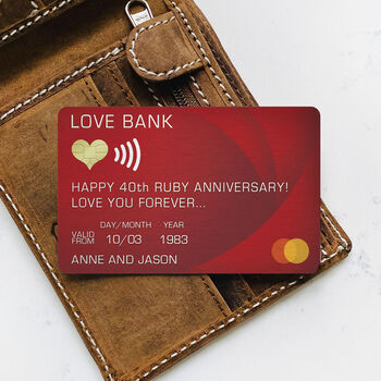 Personalised Love Bank Metal Wallet Card, 2 of 7
