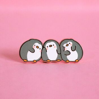 Three Penguins Enamel Pin | Cute Pin Badges, 2 of 5