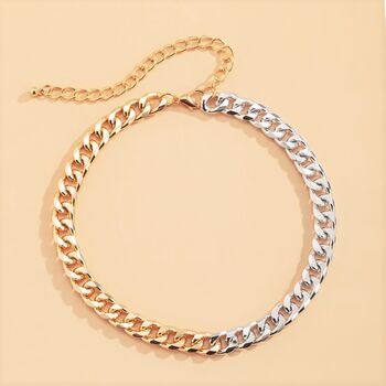 Silver And Gold Plated Two Colour Curb Chain Necklace, 9 of 11
