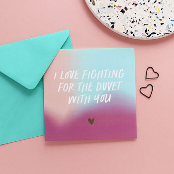 Fighting For The Duvet With You Love Card, 3 of 5