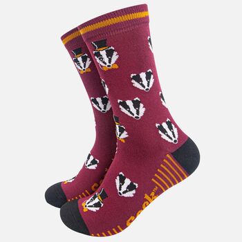 Dapper Badger Men's Bamboo Dress Socks Burgundy, 2 of 5