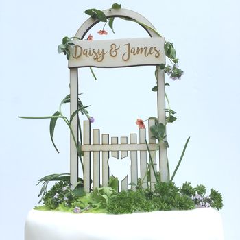 Personalised Love Gate Wedding Cake Topper, 4 of 6