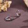 Oval Black Opal Huggie Hoop Earrings In Sterling Silver, thumbnail 1 of 10