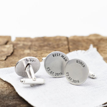 Personalised Sterling Silver Wedding Party Cufflinks, 2 of 4
