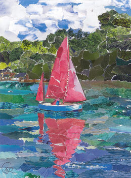 Cornwall Helford River Upcycled Paper Collage Print, 2 of 5