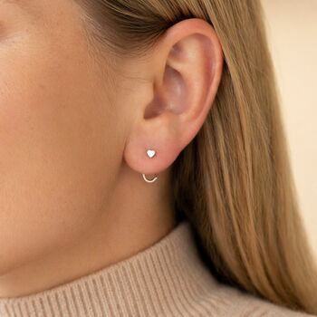 18ct Rose Gold Plated Heart Pull Through Earrings, 7 of 10