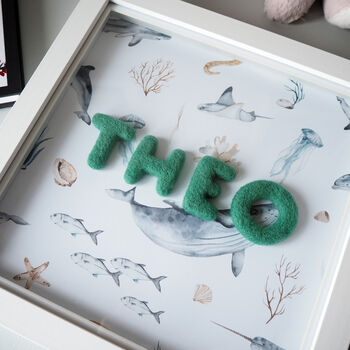 Personalised Box Framed Name Sea Animal Print, 3 of 10