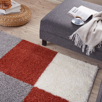 The Rugs Geometric Shaggy Rug Terra Checkered Rug, 10 of 12