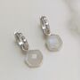 The Hexagon Moonstone Silver Gemstone Earrings, thumbnail 2 of 6