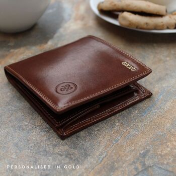 Men's Classic Bifold Wallet With Coin Pouch 'Ticciano', 2 of 12