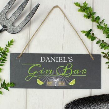 Personalised Gin Bar Hanging Slate Plaque Wall Sign, 3 of 4
