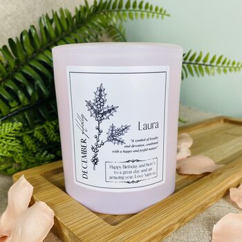 December Holly Birth Flower Personalised Candle, 2 of 11