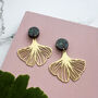 Gingko Leaf Plant Drop Stud Earrings Gold And Silver Plated, thumbnail 4 of 5