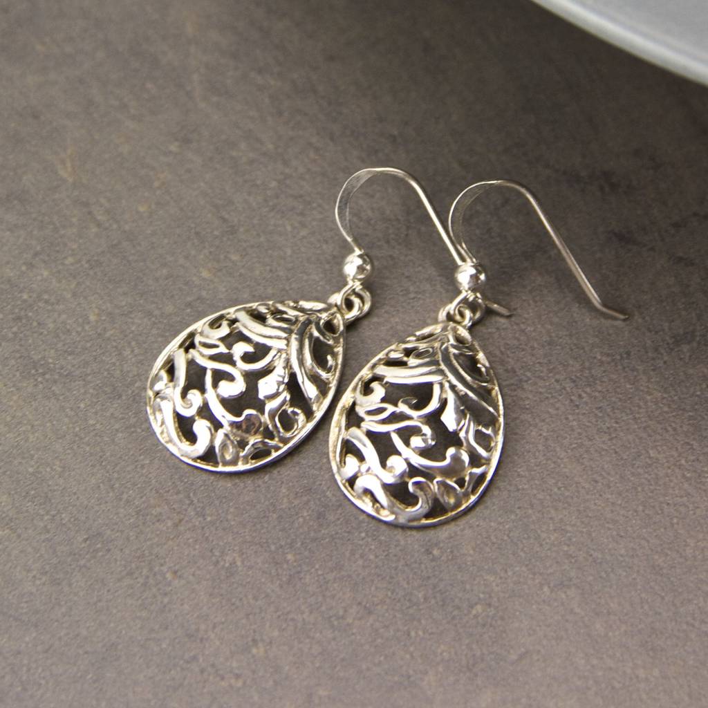 sterling silver ornamental drop earrings by gaamaa | notonthehighstreet.com