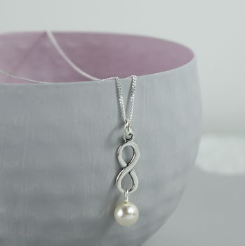 Sterling Silver Infinity Pearl Pendant, 3 of 5