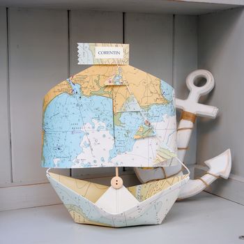 Nautical Map Paper Sail Boat Card Keepsake, 5 of 11