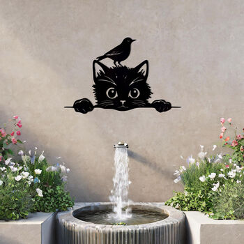 Charming Cat And Bird Wall Art Perfect Gift For Garden Decor Lovers, 5 of 10