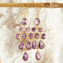 Ruby Gold Plated Silver Chandelier Earrings, thumbnail 5 of 9