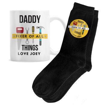 Mug And Socks Gift Set For Men Fixer Of All Things, 2 of 5