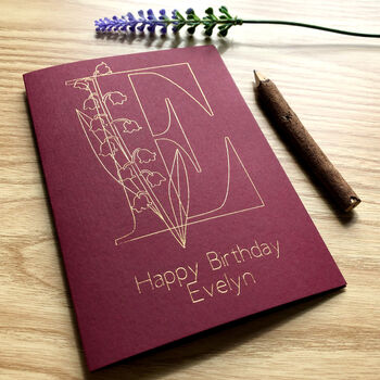 Personalised May Birth Flower Initial Birthday Card, 8 of 10