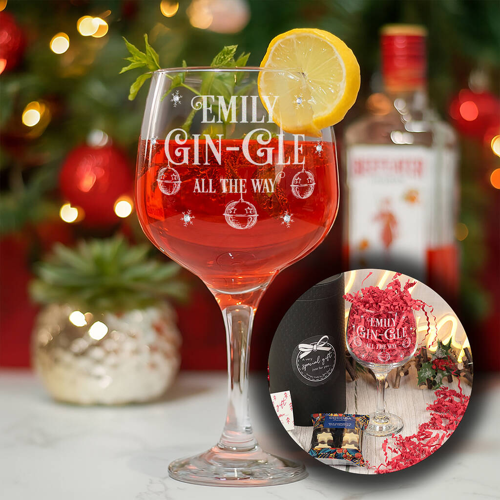Gin Gle All The Way Christmas Gin Glass Embellished With Diamante Crystals, 1 of 6