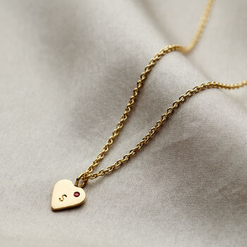Personalised Mini Heart Initial Birthstone Necklace, 2 of 8