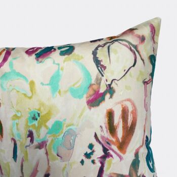 Abstract Floral Velvet Cushion, Ivory, 2 of 4