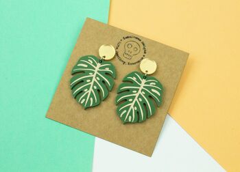 Monstera Cheese Plant Earrings, 2 of 4