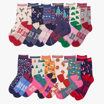 12 Day Christmas Advent Calendar Woodland Animals Bamboo Socks Women's, 2 of 3