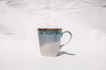 Blue V Shaped Handmade Porcelain Mug, 7 of 9
