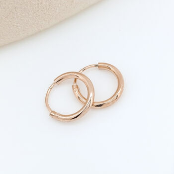 Mini Rose Gold Plated Sterling Silver Huggie Hoop Sleeper Earrings, 2 of 6