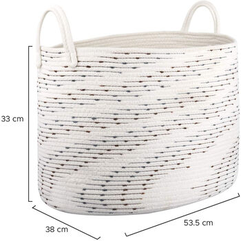 Large Cotton Rope Storage Basket Polka Dot Pattern, 3 of 4