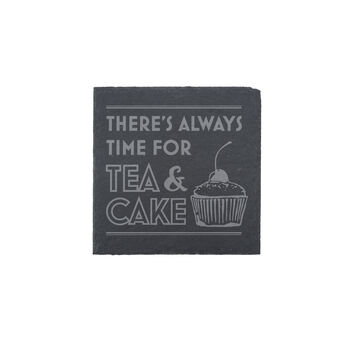 Great British Baker 'There's Always Time For Tea And Cake' Square Slate Coaster, 2 of 2