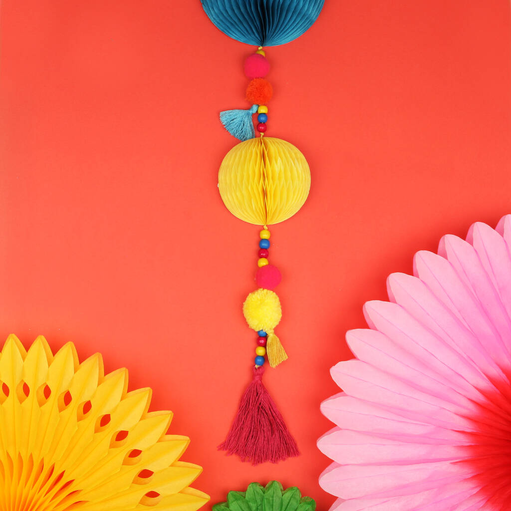 Colourful Pom Pom Tassel Decoration By Postbox Party