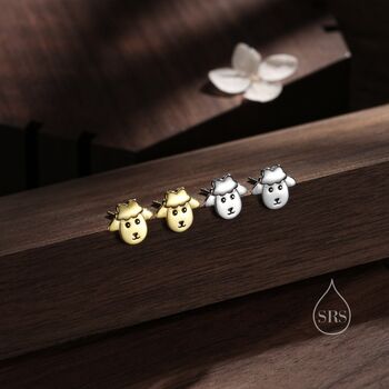 Sheep Face Stud Earrings In Sterling Silver, 2 of 11