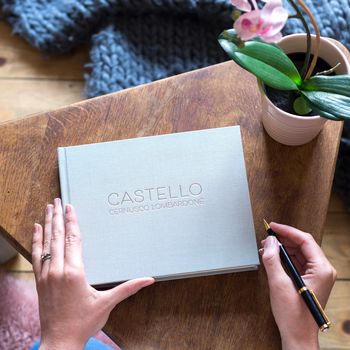 Personalised Luxury Linen Guest Book, Traditionally Bound, 4 of 12