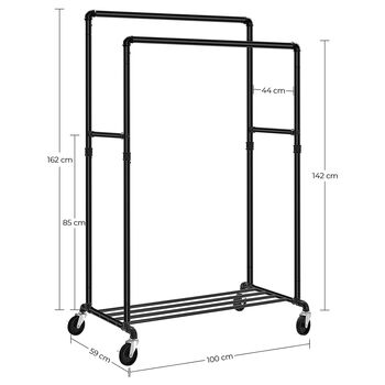 Two Rails Industrial Pipe Clothes Rack On Wheels, 9 of 9