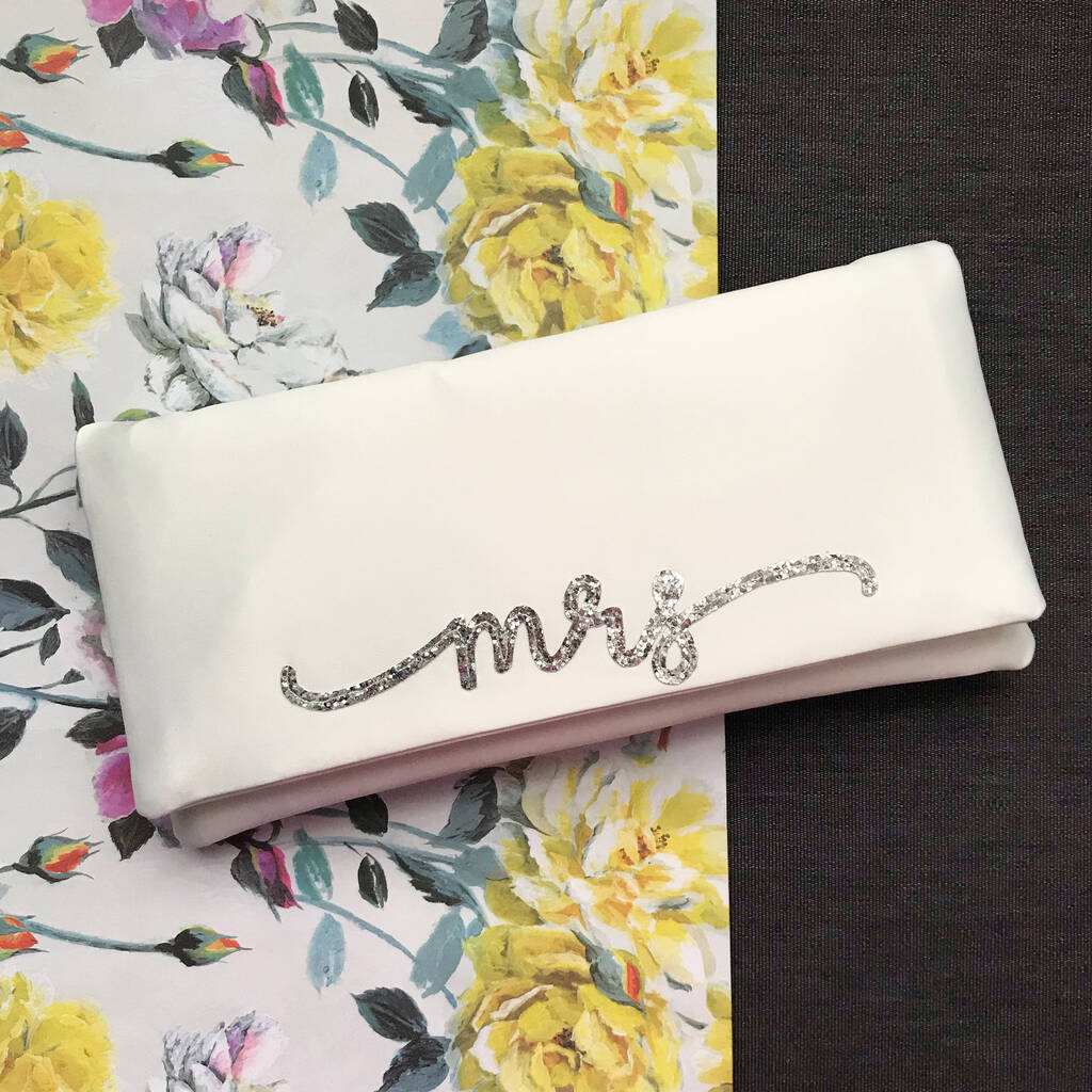 Mrs Bridal Clutch With Flourish Font, 1 of 5
