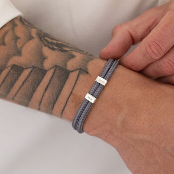 Personalised Men's Cord Story Charm Bracelet, 2 of 7