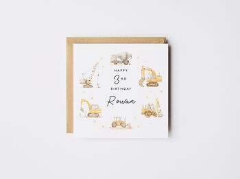 Happy 2nd Birthday Card Diggers/Cranes *Age/Name Options, 4 of 8