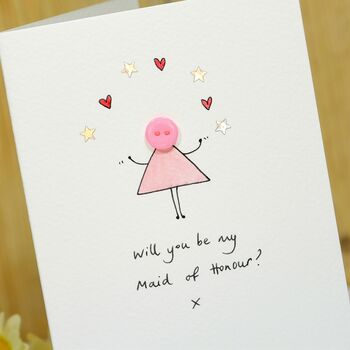 Maid Of Honour/Bridesmaid/Flower Girl Handmade Card, 2 of 6
