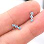 Tiny Turquoise Bar Stud Earrings In Sterling Silver, thumbnail 3 of 12