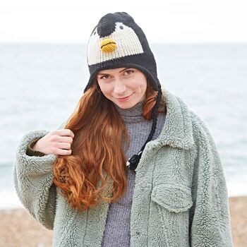 Penguin Hand Knitted Woollen Animal Hat, 2 of 4