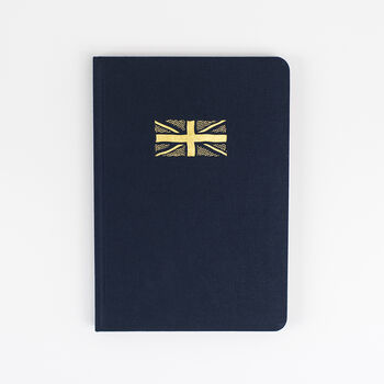 Union Jack Hardback Notebook In Navy Blue Fabric, 6 of 8
