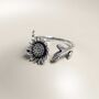 Sterling Silver Adjustable Oxidised Sunflower Ring, thumbnail 10 of 11